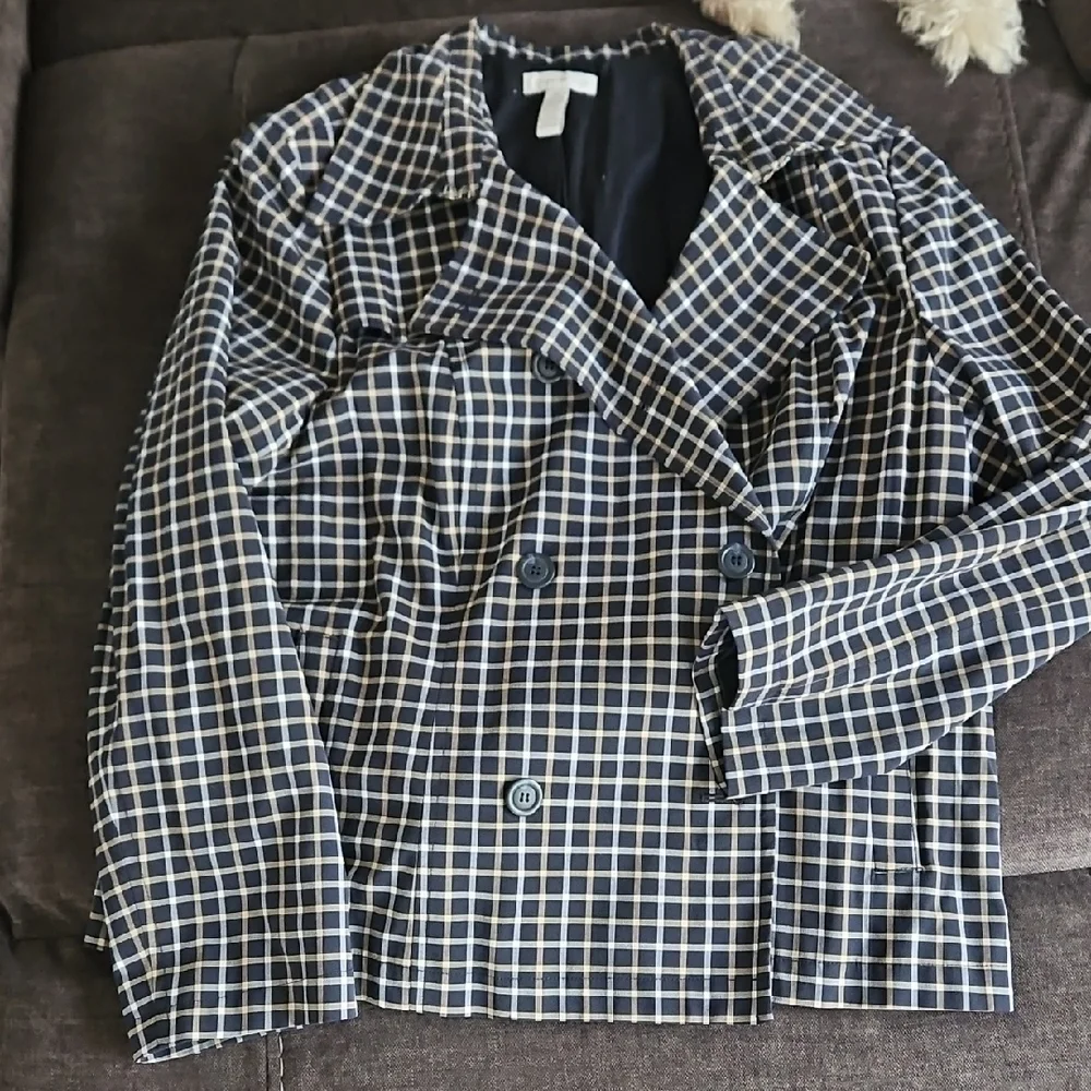 Charter Club Navy and Cream‎ Plaid Blazer
